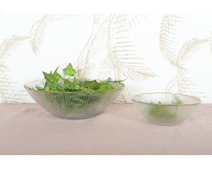 Glazen bloemenbeker met gouden rand 16 cm