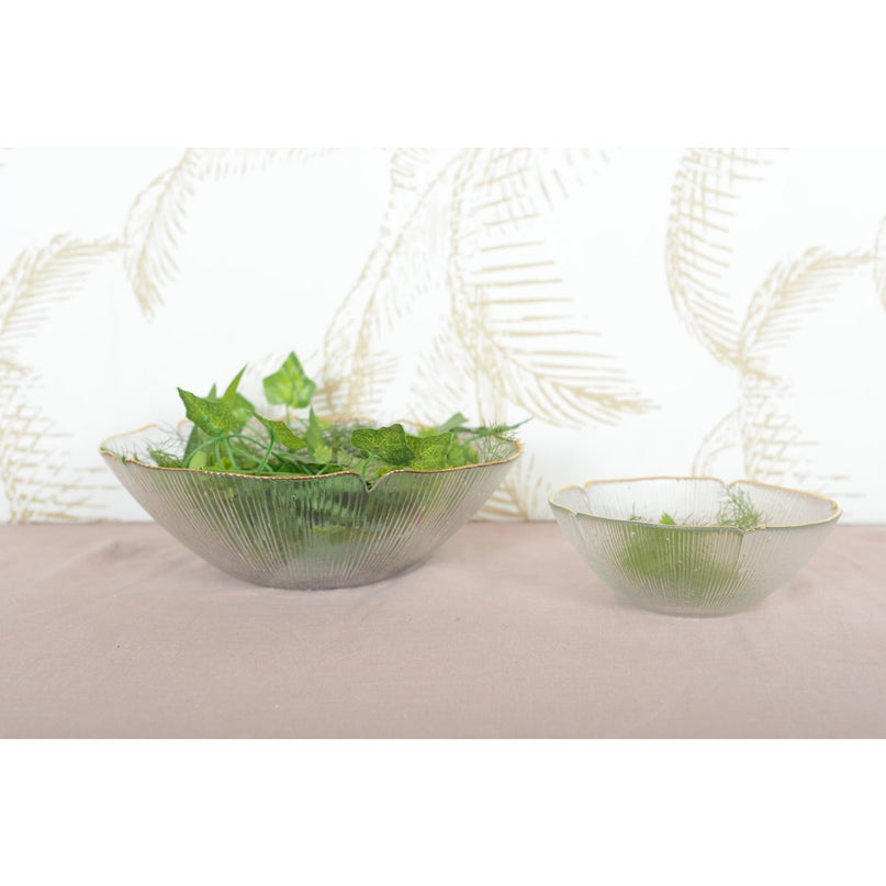Glazen bloemenbeker met gouden rand 16 cm