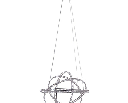 LED -hanglamp "Cosmos" metaal en plastic in chroom, Ø60 cm, met stevig ingebouwde LED's, verlichting voor woonkamer, eetkamer of kantoor.