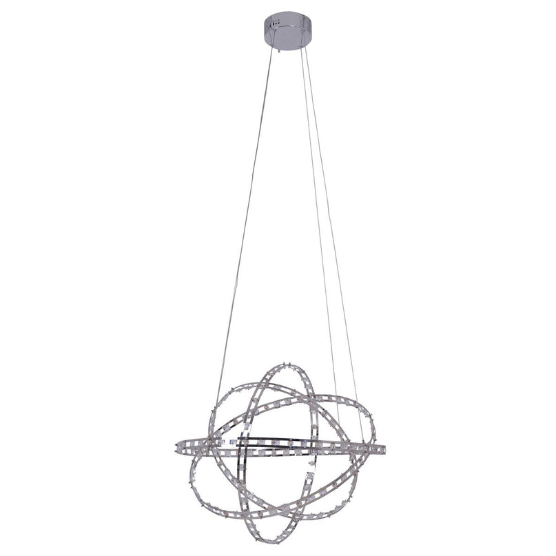 LED -hanglamp "Cosmos" metaal en plastic in chroom, Ø60 cm, met stevig ingebouwde LED's, verlichting voor woonkamer, eetkamer of kantoor.