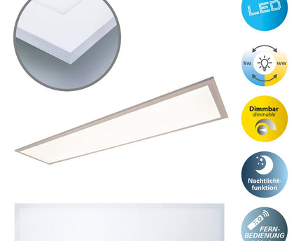 LED -paneel plafondlamp "Nico", functionele metalen plafondlamp en plastic in het wit, met vaste LED's en vele functies, ideaal voor kantoor, oefening of workshop, ca.