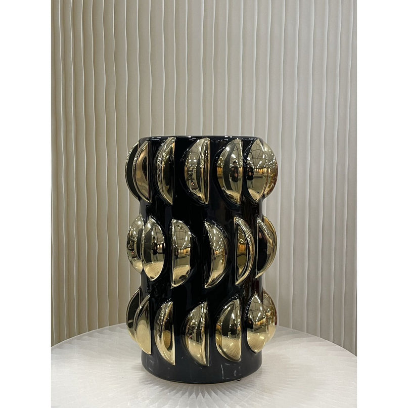 Vaas zwart met goud midden 11654-10