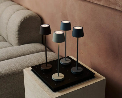 Vondel Mini Shadow Gray Oplaadbare en draadloze lamp perfect voor horeca -industrie - draadloos oplaadbaar via laadstation