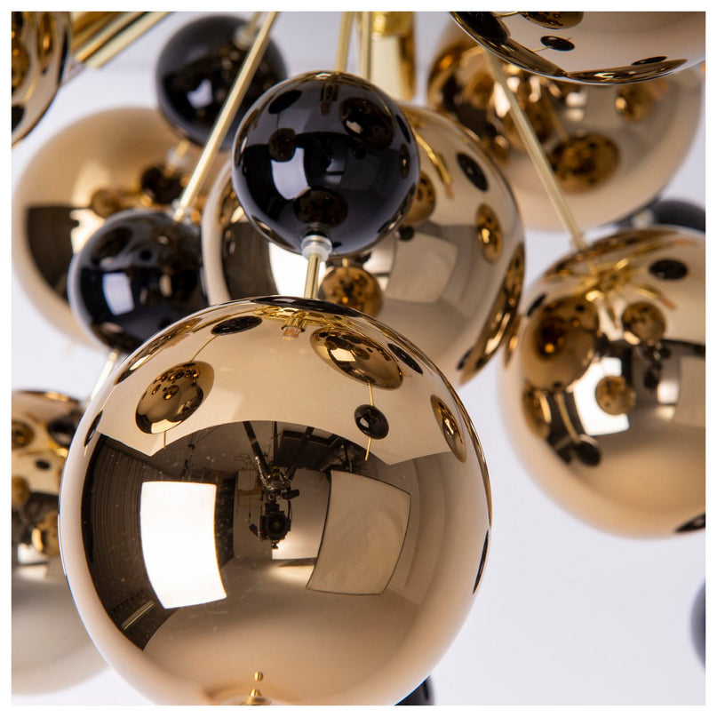 Plafondlamp "explosie" goud gemaakt van metaal en glas, G9 -versies, plafondlamp voor eetkamer, woonkamer, gang of kantoor, Ø57 cm