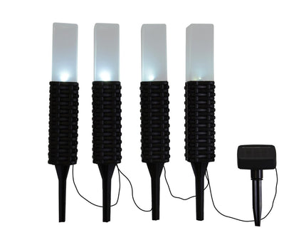 4 Set LED Outdoor Spike, voor buiten, plastic aarde spit in zwart, geïntegreerd LED