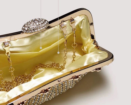 Luxe clutch met diamantlook, goud en zilver