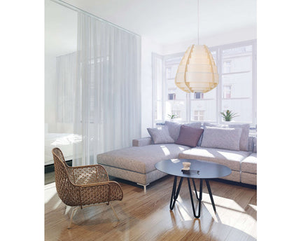 Hanglamp "Malmö", hanglamp gemaakt van plastic in beige, E27 -aansluiting, voor eetkamer, woonkamer, gang of kantoor, met een Ø37 cm