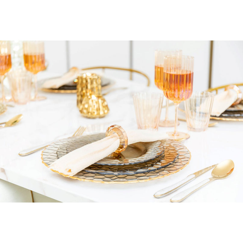 Set van 6 rondes van barnsteenkristalhanddoeken