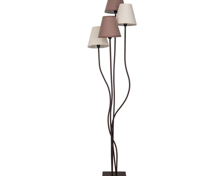 Textiel staande lamp 4-flame "boho", vloerlamp in beige/bruin, met E14-aansluiting, voor eetkamer, woonkamer, gang of kantoor, 138 cm hoog