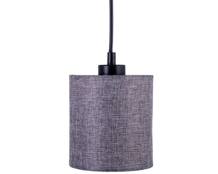 4 hanglamp "Malta" gemaakt van metaal en hout, met textielparaplu's in grijs en wit, E27 -aansluiting, verlichting voor woonkamer, kantoor of nachtkastje