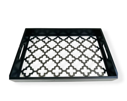 Zwart houten glazen dienblad
