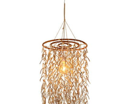 Hanger lamp "kokosnoot" Ø 40 cm, gemaakt van hout- en kokosnootschalen, beige/bruin, E27 -aansluiting, verlichting voor woonkamer, eetkamer of wintertuin.
