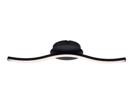 LED-wand/plafondlicht "Onda", metalen plafondlamp en plastic in het zwart, met stevig ingebouwde LED's, verlichting voor woonkamer, kantoor of nachtkastje 45 cm lang