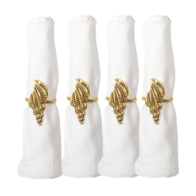 Set van 4 rondes gouden schelpdoeken