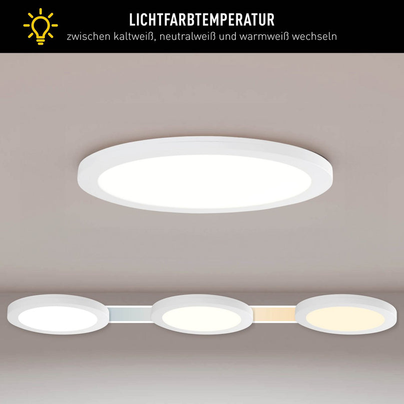 LED-plafondlamp "bonus" Ø21,7 cm, functionele lichtinstallatie en structuur mogelijk, plafondlamp gemaakt van metaal en plastic in wit, met stevig ingebouwde LED's, waaronder CCT-kleurwisselaar