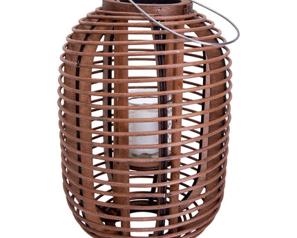 Decollicht "Korbinian" inclusief Solar Led Candle voor tuin en terras, zonnelamp gemaakt van bruin rotan, hoogte 32 cm