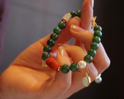 Hetian jade kralen Tibetaanse totemarmband
