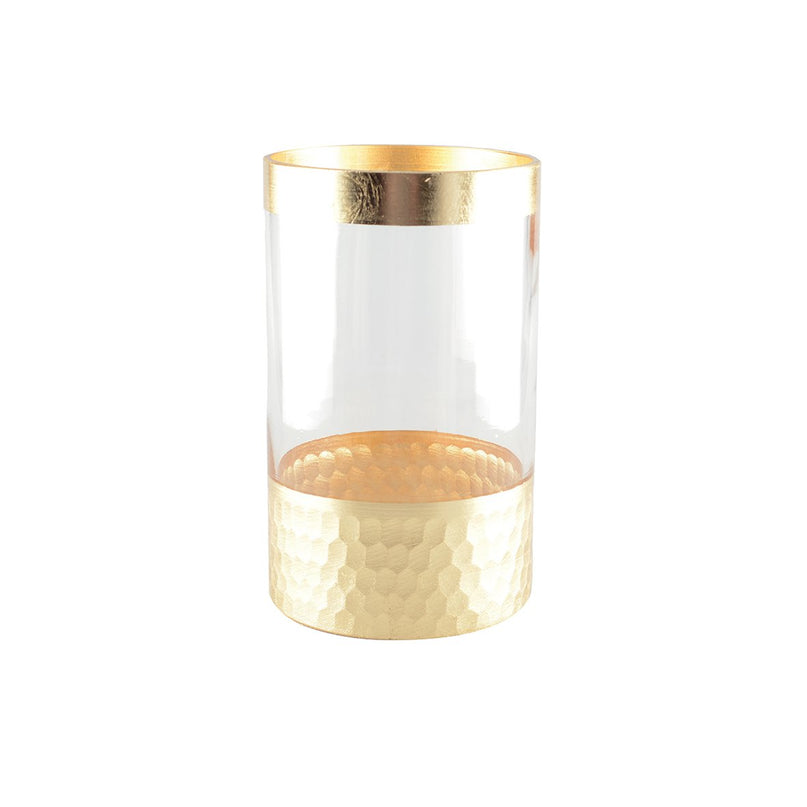 Transparante en gouden vaas H20cm