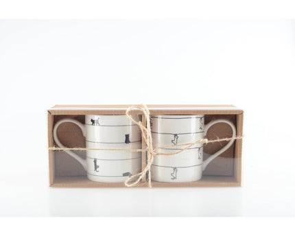 Witte theekopjes met kattenontwerp - set van 2
