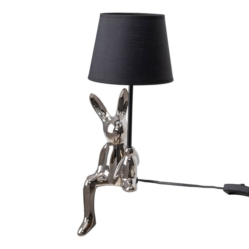 Tafellamp "helge" Ø 18 cm, hoogte ca. 45 cm, gemaakt van keramiek in zwart en zilveren, zwarte tekstbladen