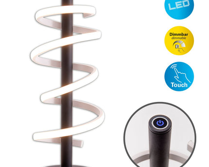 LED -tafellamp "Belleza", moderne metalen en plastic tafellamp in zwart en wit, met stevig gebouwd -in LED's, 50 cm hoog, verlichting voor woonkamer, eetkamer, slaapkamer of kantoor.