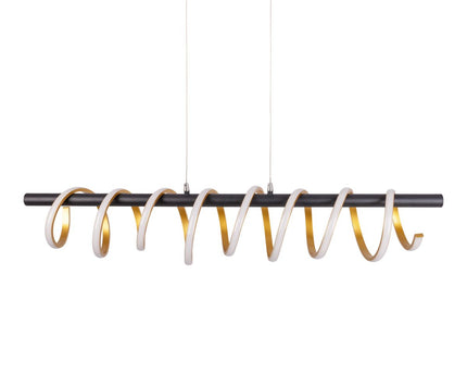 LED -hanglamp "Belleza", moderne metalen hanglamp en plastic zwart, goud en wit, met stevig ingebouwde LED's, 100 cm lang. De ideale verlichting voor woonkamer, eetkamer of keuken.