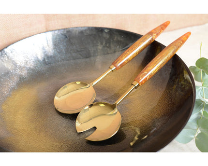 Bestek met goud en oranje salade 29 cm