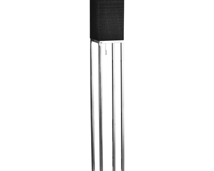 Staande lamp "Alfa", moderne vloerlamp gemaakt van metaal en textiel in chroom/donkergrijs, met E27 -aansluiting, 150,5 cm hoog, chique lamp voor gang, woonkamer en kantoor