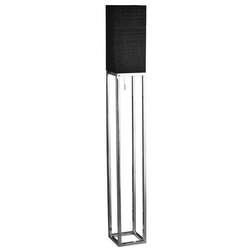 Staande lamp "Alfa", moderne vloerlamp gemaakt van metaal en textiel in chroom/donkergrijs, met E27 -aansluiting, 150,5 cm hoog, chique lamp voor gang, woonkamer en kantoor