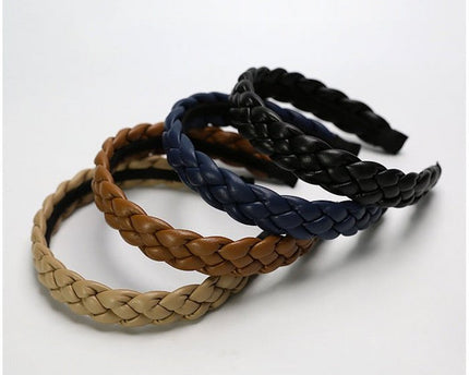 Vintage stijl gevlochten hoofdband in leerlook
