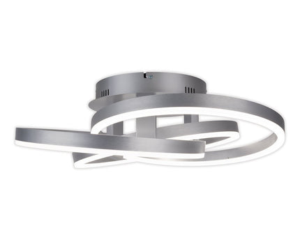 Smart Home LED plafondlicht "Divora" Ø 58 cm, plafondlamp gemaakt van metaal, aluminium geborsteld en wit plastic, met veel functies, stevig gebouwd -in LED's, verlichting voor woonkamer, eetkamerkantoor of gang