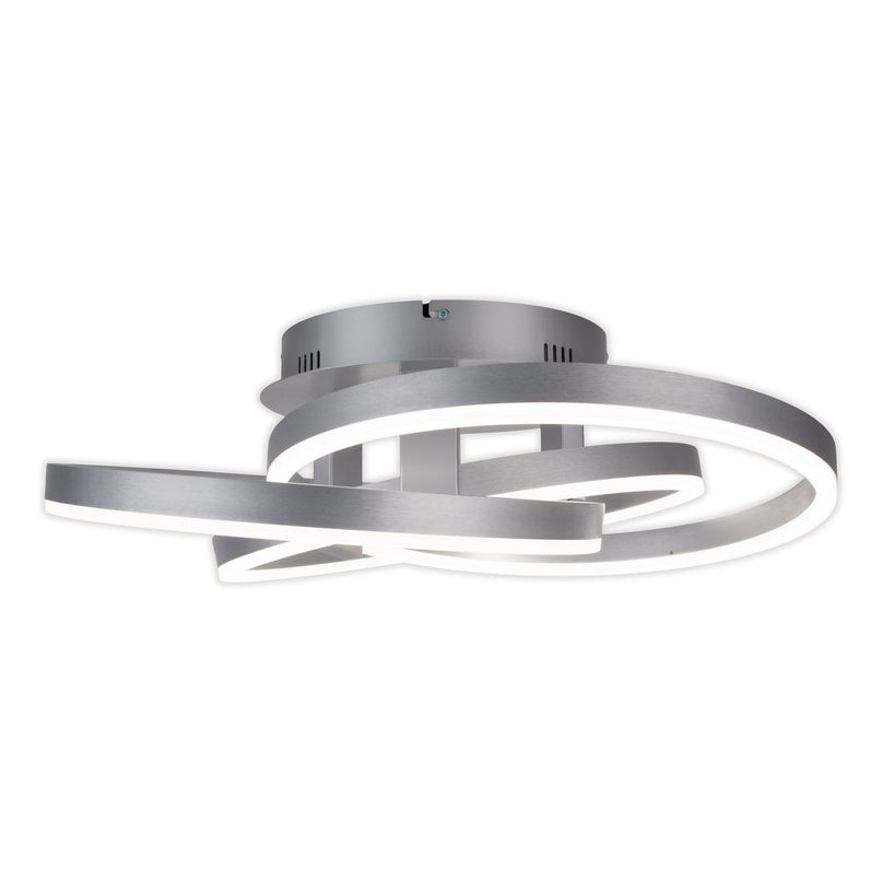 Smart Home LED plafondlicht "Divora" Ø 58 cm, plafondlamp gemaakt van metaal, aluminium geborsteld en wit plastic, met veel functies, stevig gebouwd -in LED's, verlichting voor woonkamer, eetkamerkantoor of gang
