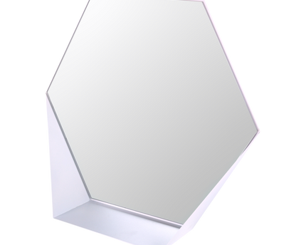 Gorillz Hive Wandspiegel met Plank - Hexagon Spiegel - 60 x 52 cm - Industrieel Wit