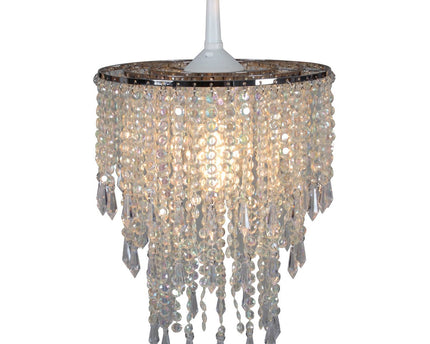 Deko hanger lamp "Kira", moderne kroonluchter gemaakt van metaal en plastic in helder/transparant, met E27 -versie en een Øvon 22,5 cm