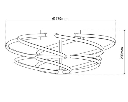 LED-plafondlamp "Rizado" Ø: 57 cm gemaakt van metaal in satijnen nikkel en plastic, met stevig ingebouwde LED's, verlichting voor woonkamers en kantoor.