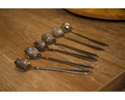 Silk -bable flower dessert lepel - veel van 6