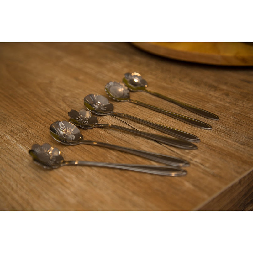 Silk -bable flower dessert lepel - veel van 6