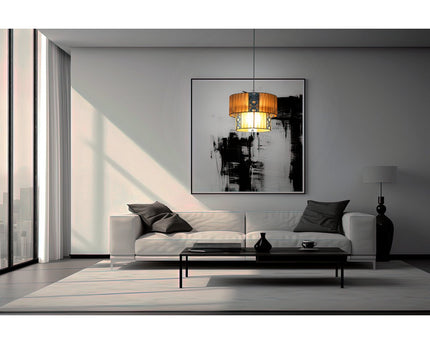 De "Pori" hanglamp tot 120 cm hoog, Ø 30 cm, gemaakt van metaal en polyester, kleur cappuccino, E27 -versie