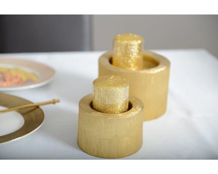 Gold Metal Candle Holder 12,5x12.5x8.5 cm