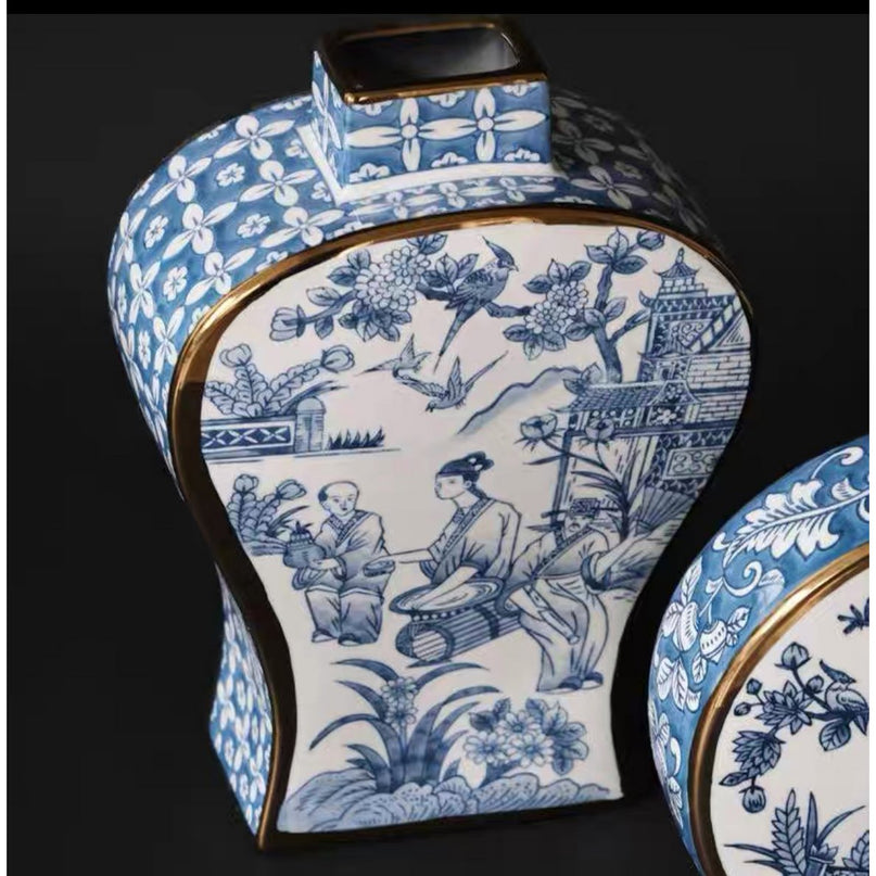 Nieuwe Chinese stijl, oosterse Parijse Delfts blauwe porselein vazen/hoge stijl