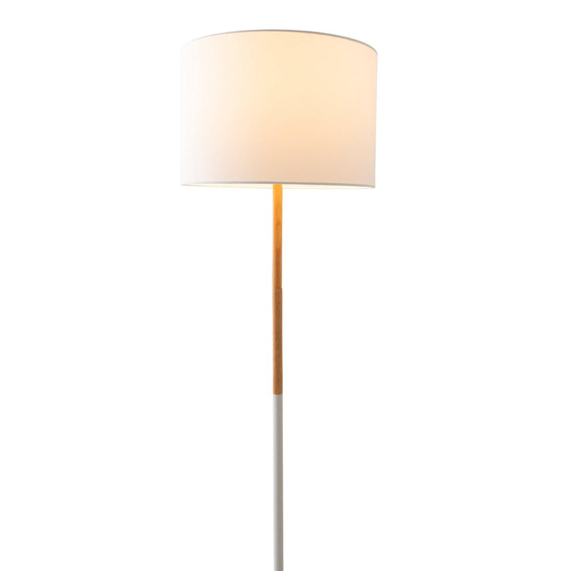 Textiel staande lamp "Tessile", vloerlamp gemaakt van metaal, rubberen boom en stof in wit en natuur, E27 -aansluiting, staande lamp 126 cm hoog