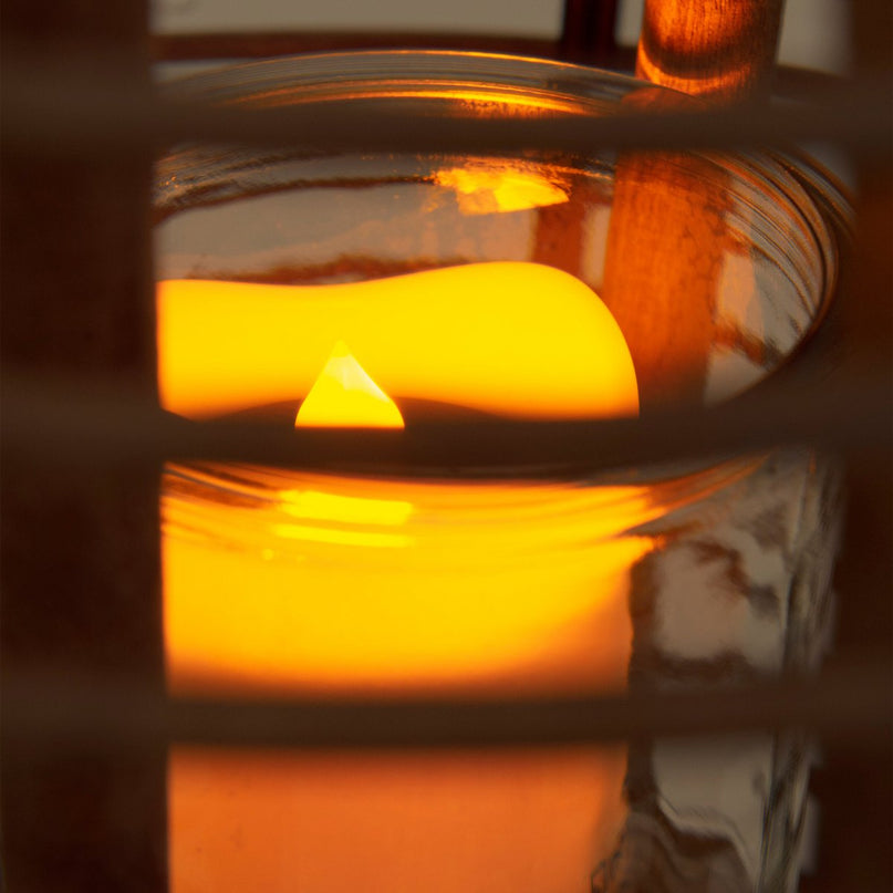 Decollicht "Korbinian" inclusief Solar Led Candle voor tuin en terras, zonnelamp gemaakt van bruin rotan, hoogte 32 cm