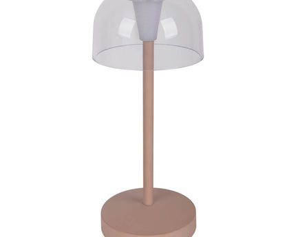 2-ex-ingestelde LED-batterijtafellamp "Gomba" voor buiten en binnen, gemaakt van metaal en plastic in matte amandel, 18,5 cm hoog