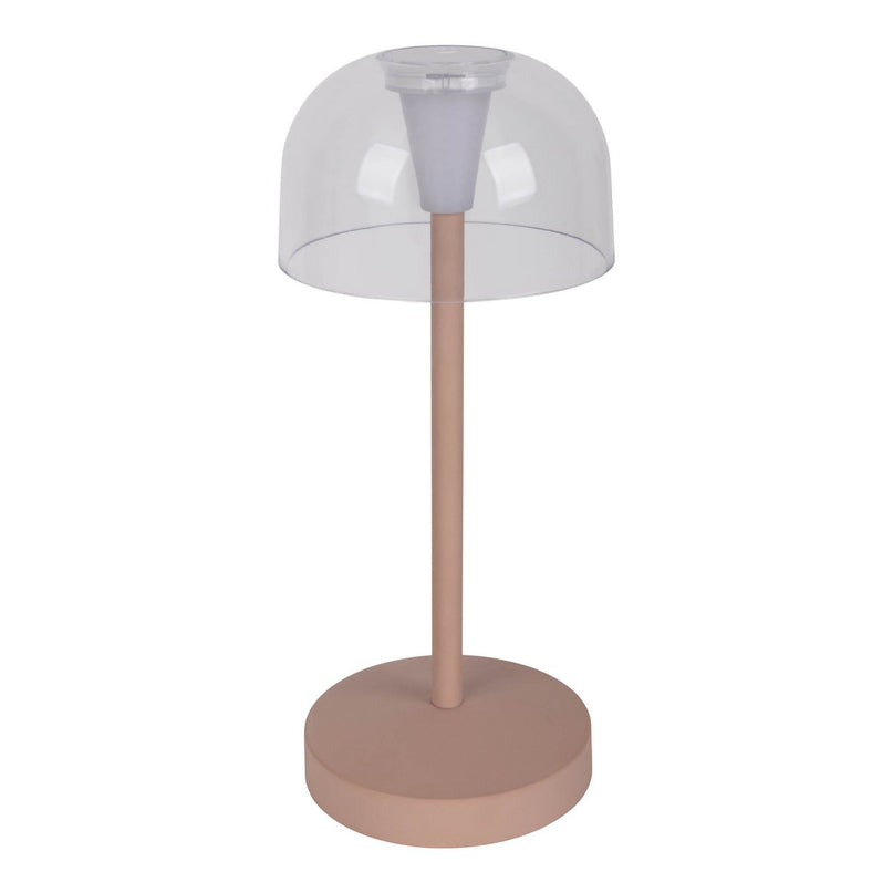 2-ex-ingestelde LED-batterijtafellamp "Gomba" voor buiten en binnen, gemaakt van metaal en plastic in matte amandel, 18,5 cm hoog