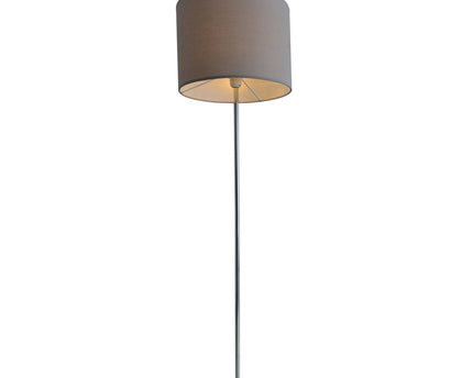 Staande lamp "New York", klassieke metalen vloerlamp met tekstblazer in grijs, met E27 -aansluiting, 160 cm hoog, perfect voor woonkamer, eetkamer, gang en kantoor
