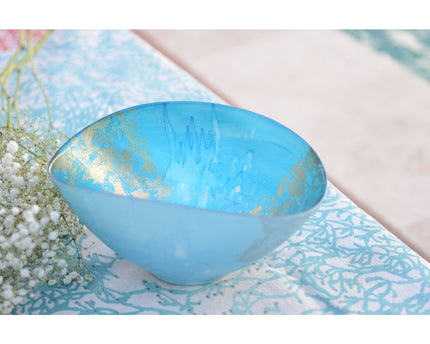 Blauwe en gouden ovaal gesneden 26.5x14.3x11.5 cm