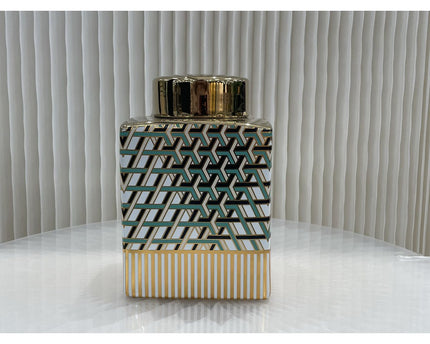 Vaas Groen met goud met dop ( SMALL) 7543-8