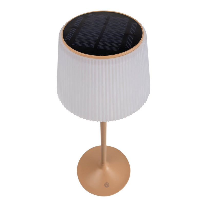 Zonne -batterijlamp "EMMI" 38 cm hoog, paraplu Ø 13 cm, metaal in amandel en wit plastic, voor de buitenruimte, dimable CCT.