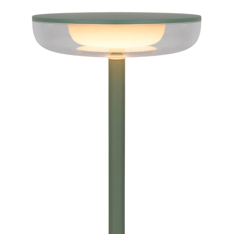 Noteloze tabletlamp "PASI" voor buiten en binnen, gemaakt van metaal en plastic in mint, dimbaar, met aanraking en geheugenfunctie, ca. 26 cm hoog