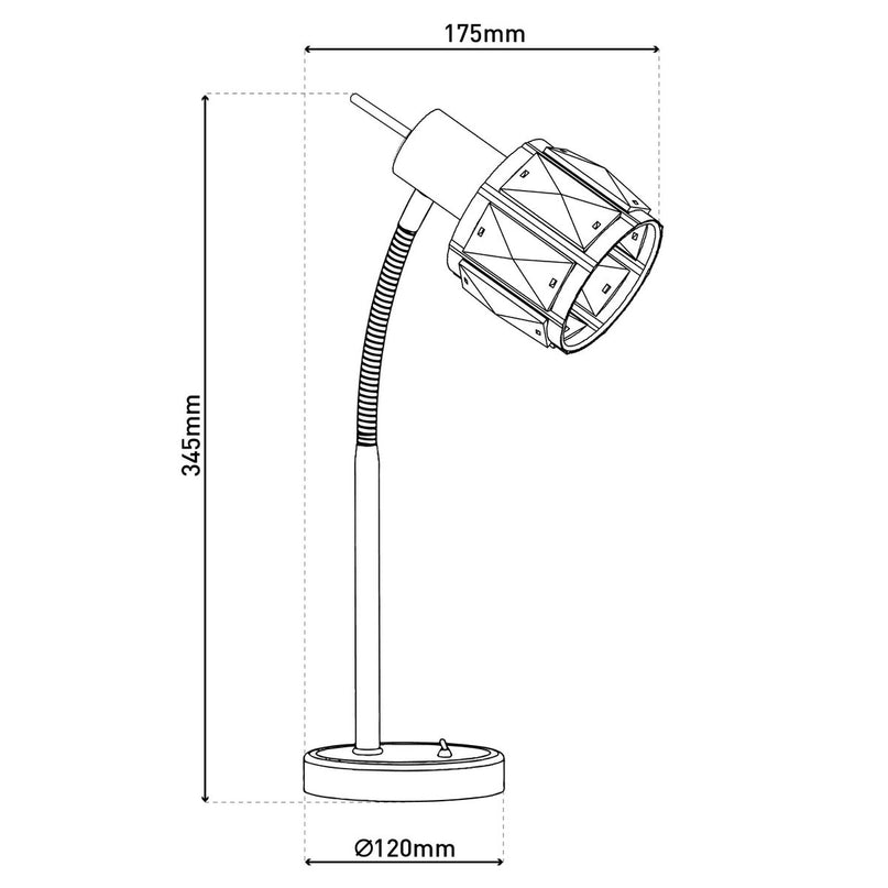 LED -tafellamp "Josefa", tafellamp gemaakt van goud en glas in goud, met E14 -aansluiting, voor eetkamer, woonkamer, gang of kantoor, voor woonkamer, eetkamer of als bedlamp, 34,5 x 17,5 cm